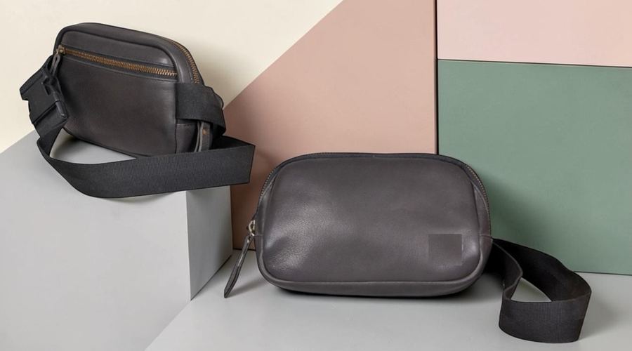 Black leather crossbody sling bag