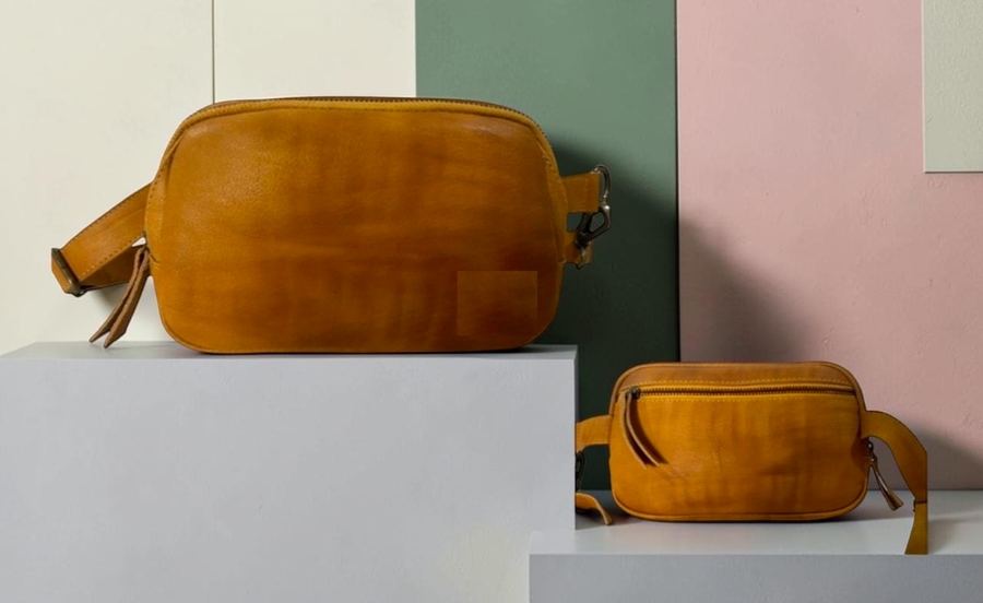 Mustard leather sling bag