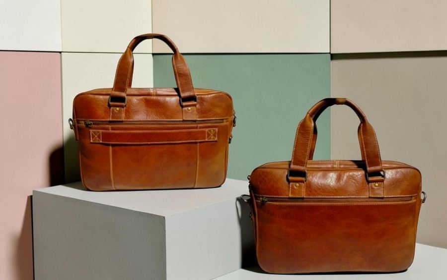 Black leather briefcase bags