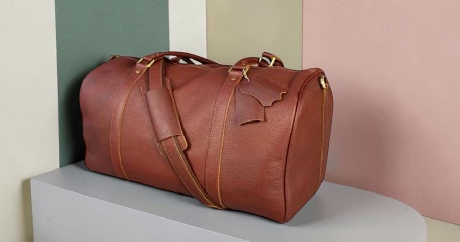 Green canvas duffel bag